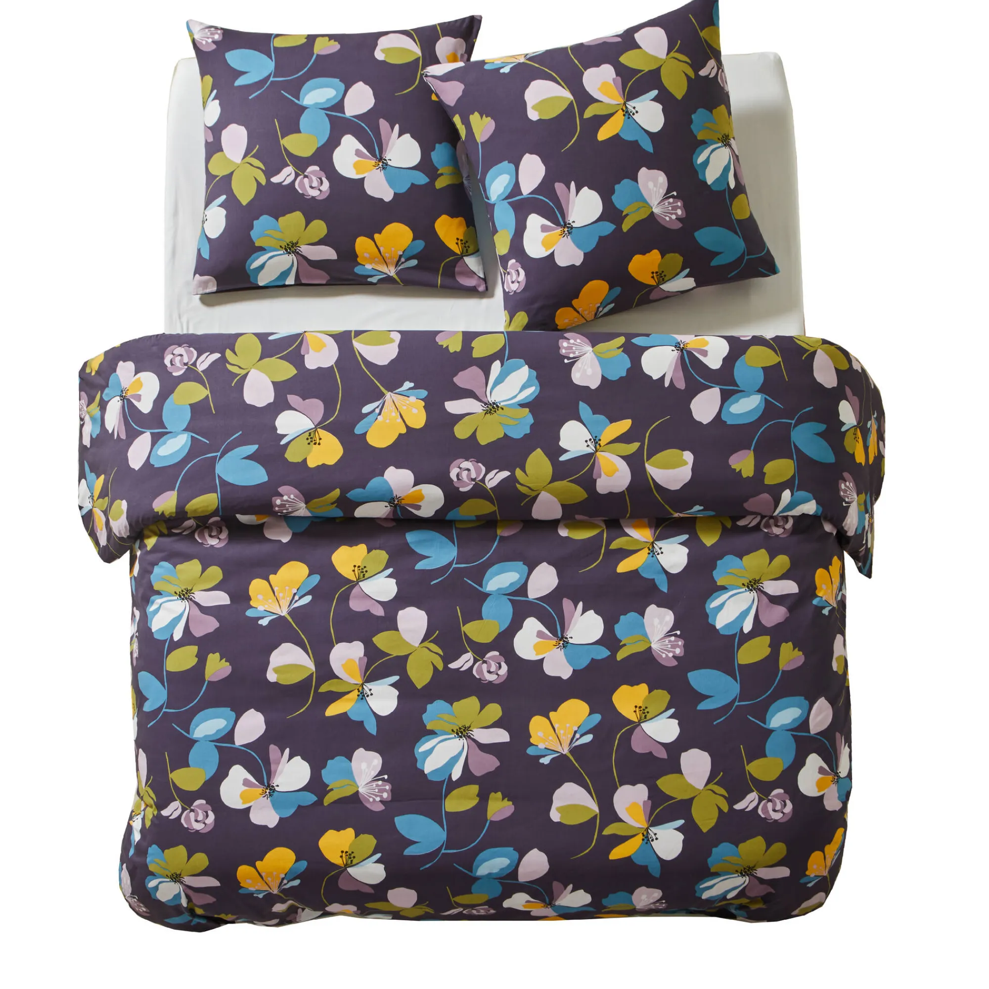 Delige Bedlinnenset<Blancheporte Lakenset Soizic met bloemenprint, in katoen aubergine