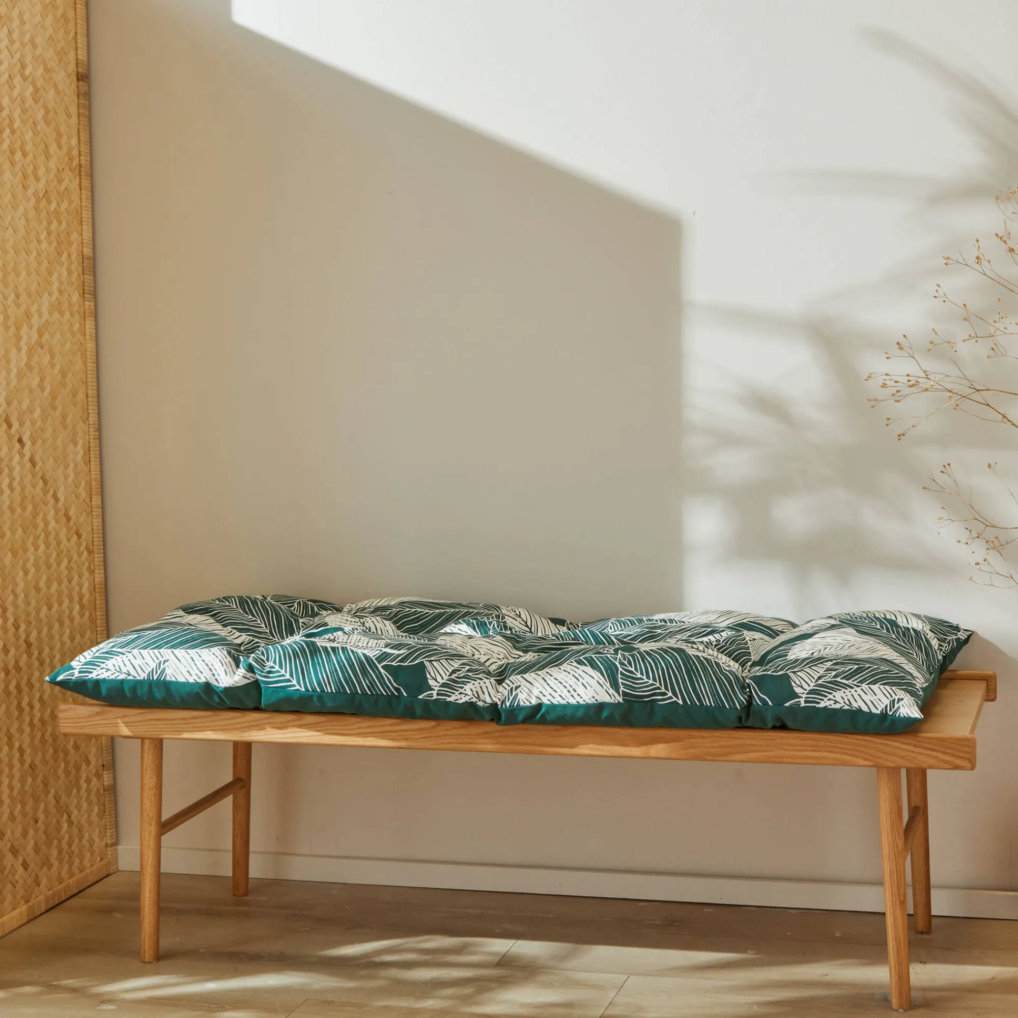 Vloerkussen<Blancheporte Lang, decoratief kussen met bladerenprint groen