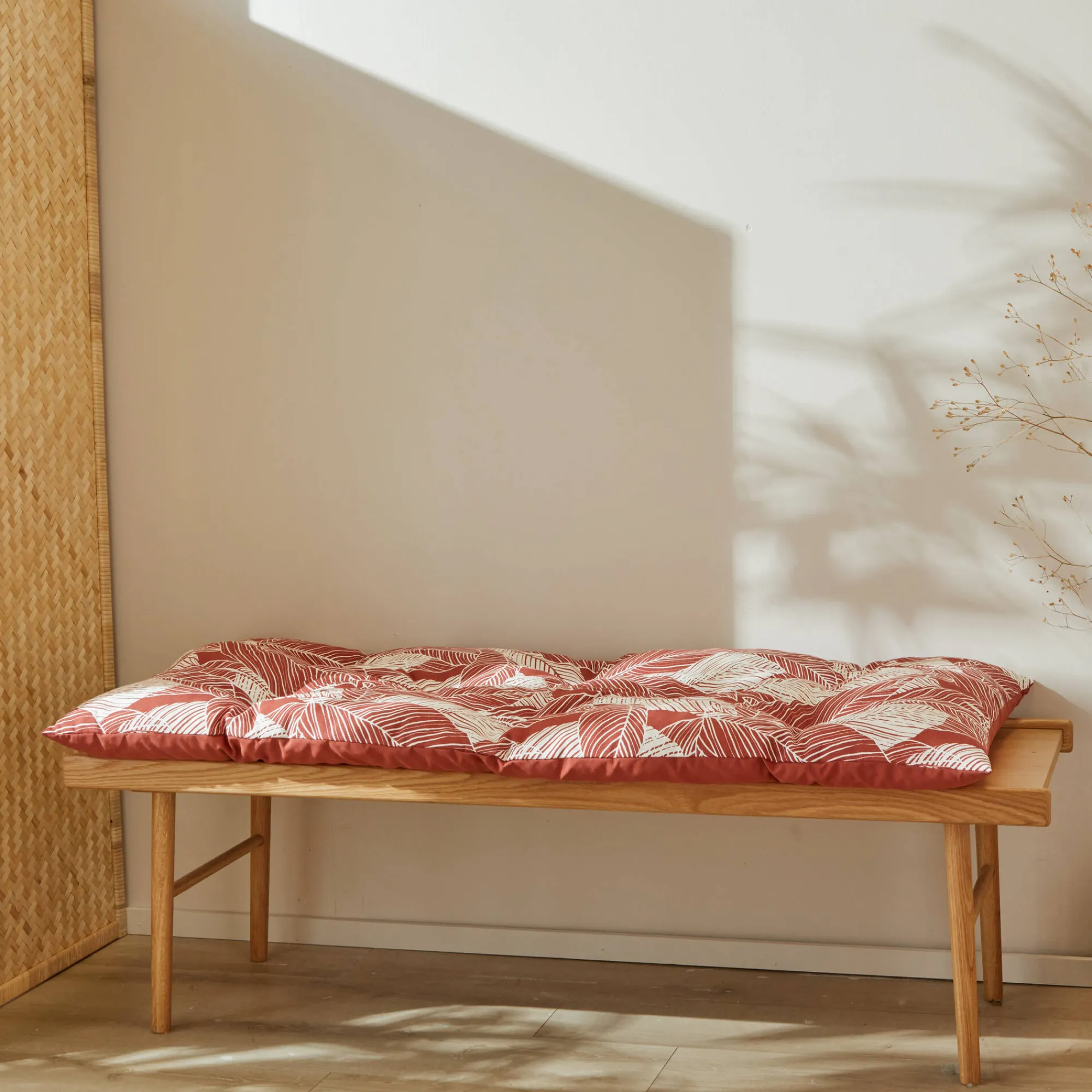 Vloerkussen<Blancheporte Lang, decoratief kussen met bladerenprint terracotta