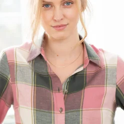 Bloes En Tuniek<Blancheporte Lang hemd in flanel met grote ruiten roze / groen