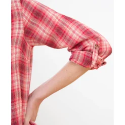 Bloes En Tuniek<Blancheporte Lang hemd in geruit flanel framboos