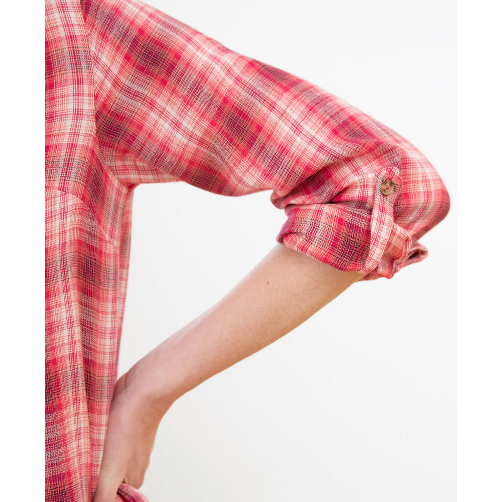 Bloes En Tuniek<Blancheporte Lang hemd in geruit flanel framboos