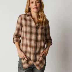 Bloes En Tuniek<Blancheporte Lang hemd in geruit flanel karamel