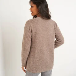 Trui En Vest<Blancheporte Lang vest in harig tricot taupe