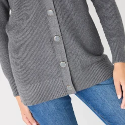 Trui En Vest<Blancheporte Lang vest met knoopsluiting chiné grijs