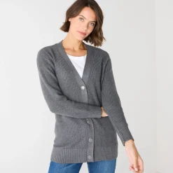 Trui En Vest<Blancheporte Lang vest met knoopsluiting chiné grijs