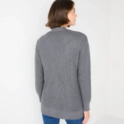 Trui En Vest<Blancheporte Lang vest met knoopsluiting chiné grijs