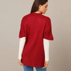 Trui En Vest<Blancheporte Lang vest met mohairtouch, korte mouwen bordeaux