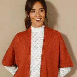 Trui En Vest<Blancheporte Lang vest met mohairtouch, korte mouwen terracotta