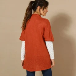 Trui En Vest<Blancheporte Lang vest met mohairtouch, korte mouwen terracotta