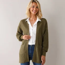 Trui En Vest<Blancheporte Lang vest, patenttricot met zachte touch bronskleur