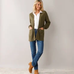Trui En Vest<Blancheporte Lang vest, patenttricot met zachte touch bronskleur