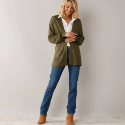 Trui En Vest<Blancheporte Lang vest, patenttricot met zachte touch bronskleur