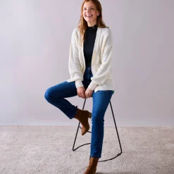 Trui En Vest<Blancheporte Lang vest, patenttricot met zachte touch ecru