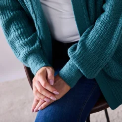 Trui En Vest<Blancheporte Lang vest, patenttricot met zachte touch saliegroen
