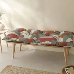 Vloerkussen<Blancheporte Lang vloerkussen met 'geometrische' print terracotta / karamel / eucalyptus