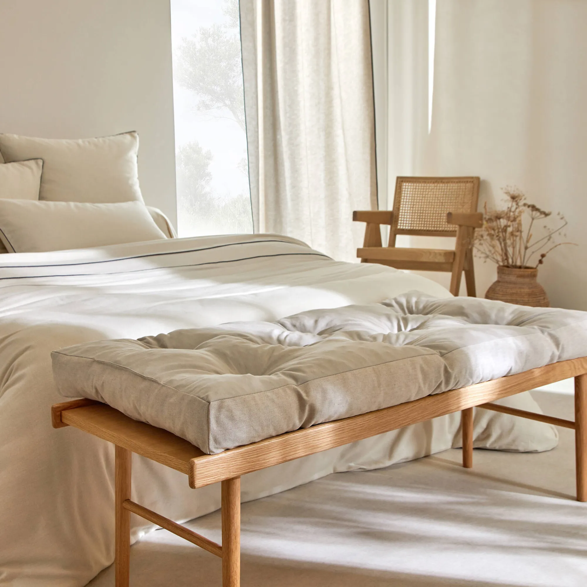 Vloerkussen<Blancheporte Lang vloerkussen, 'Timeless' collectie beige