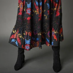 Jurk<Lora Zellini Lange, bedrukte jurk met 3/4-mouwen zwart / rood