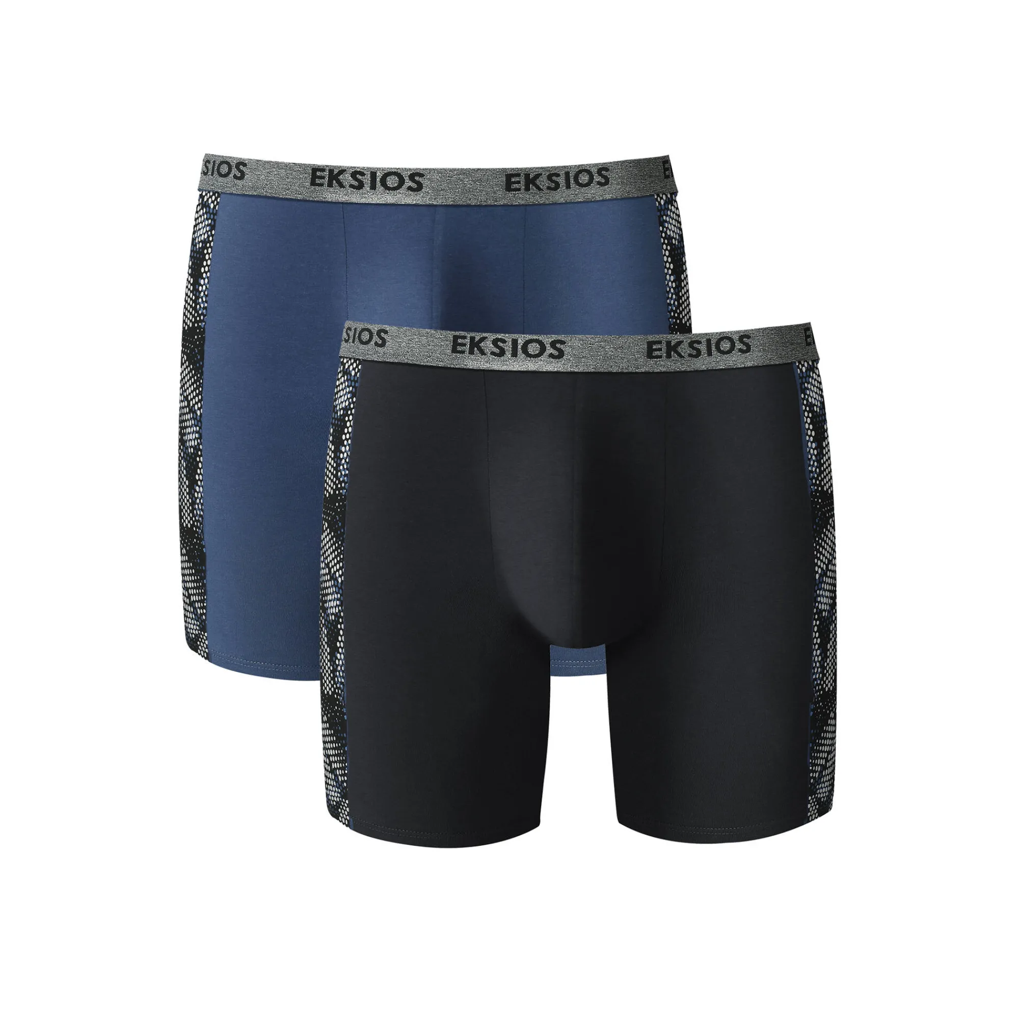 Ondergoed<Blancheporte Lange boxer, bedrukt opzij, shortmodel - set van 2 zwart + blauw
