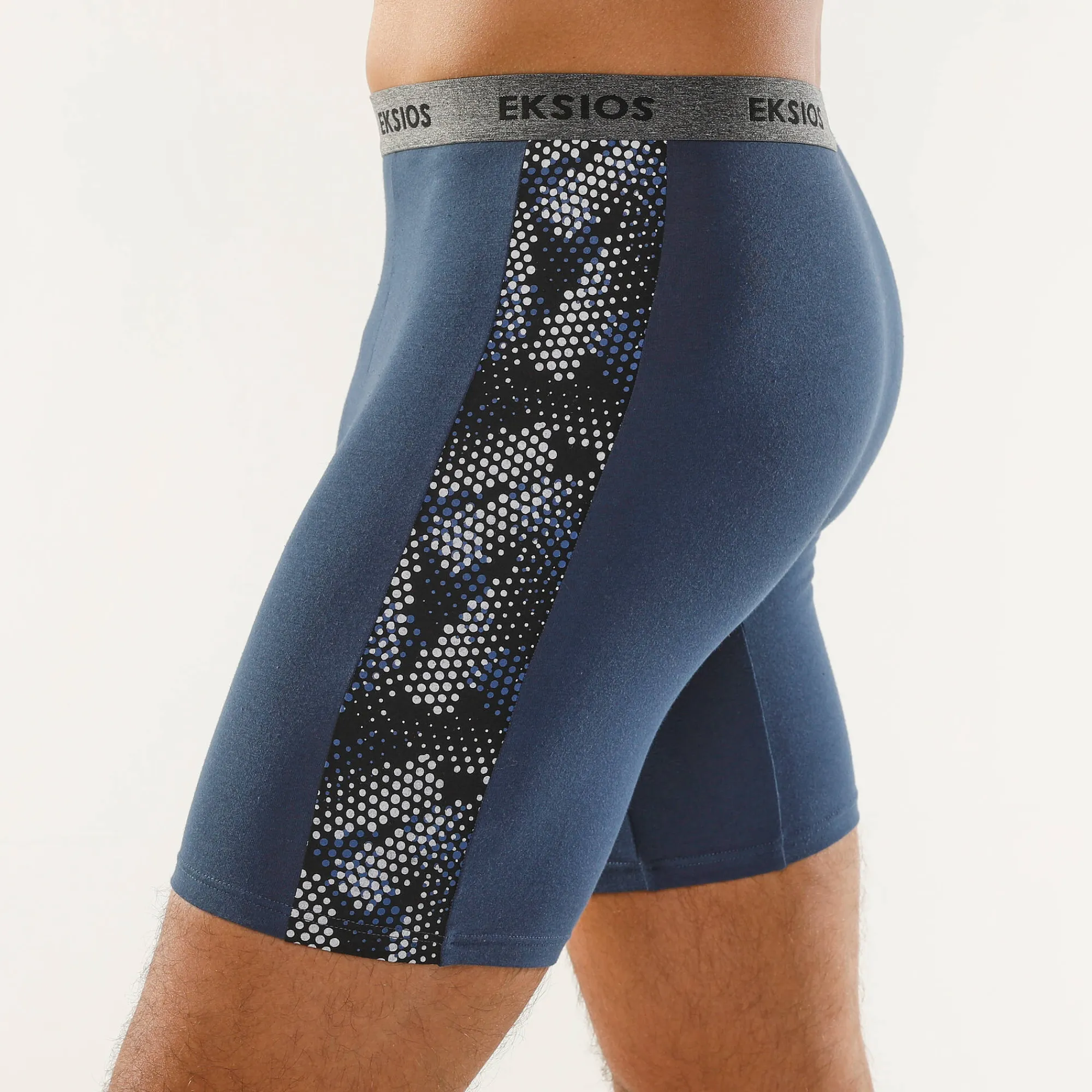 Ondergoed<Blancheporte Lange boxer, bedrukt opzij, shortmodel - set van 2 zwart + blauw