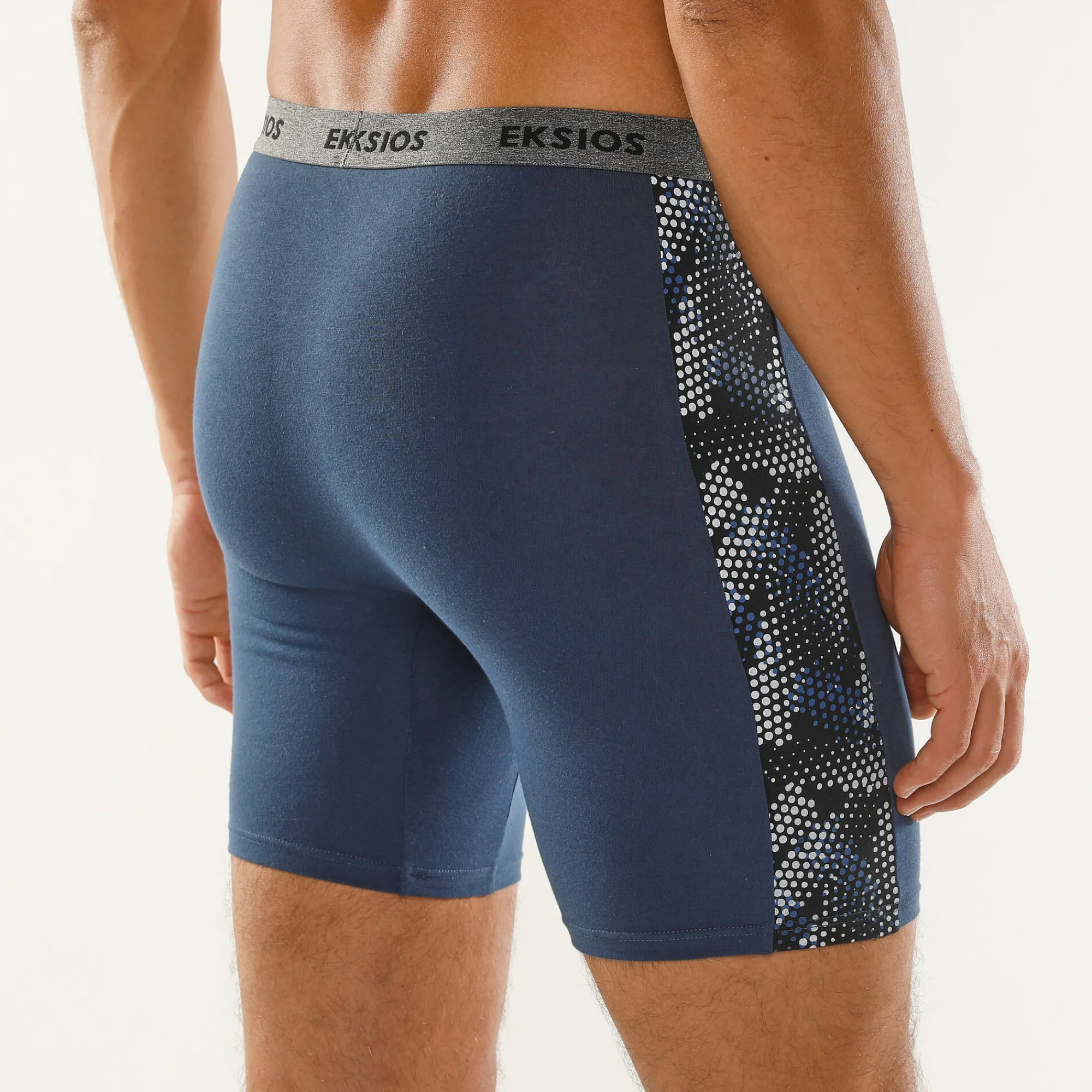 Ondergoed<Blancheporte Lange boxer, bedrukt opzij, shortmodel - set van 2 zwart + blauw