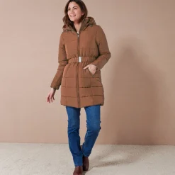 Parka En Donsjas<Colors&Co Lange gewatteerde jas met ceintuur karamel