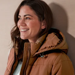 Parka En Donsjas<Colors&Co Lange gewatteerde jas met ceintuur karamel