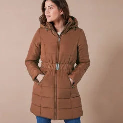Parka En Donsjas<Colors&Co Lange gewatteerde jas met ceintuur karamel