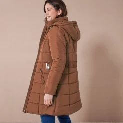 Parka En Donsjas<Colors&Co Lange gewatteerde jas met ceintuur karamel
