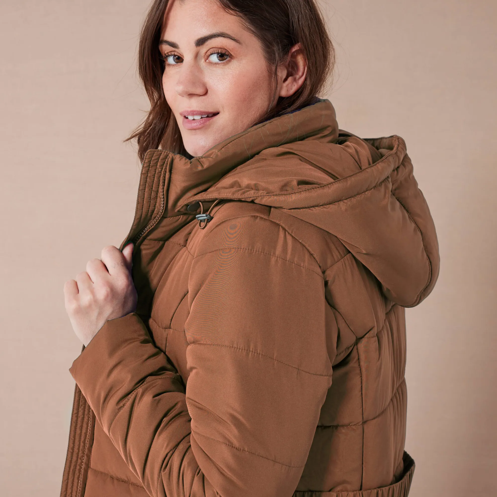 Parka En Donsjas<Colors&Co Lange gewatteerde jas met ceintuur karamel