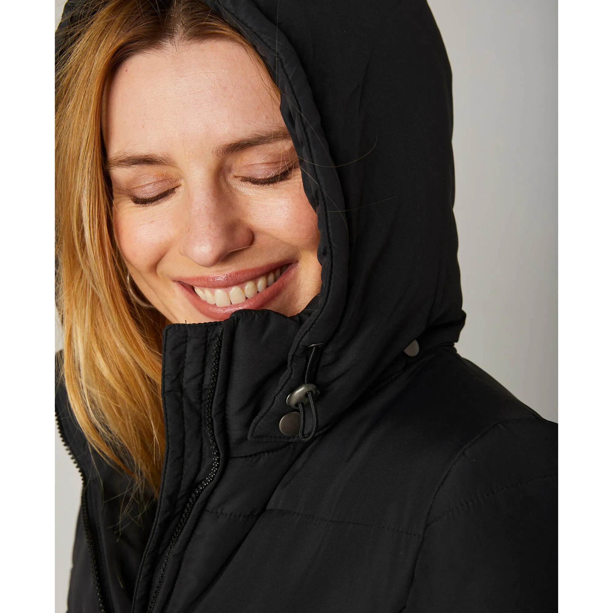 Parka En Donsjas<Colors&Co Lange gewatteerde jas met ceintuur zwart