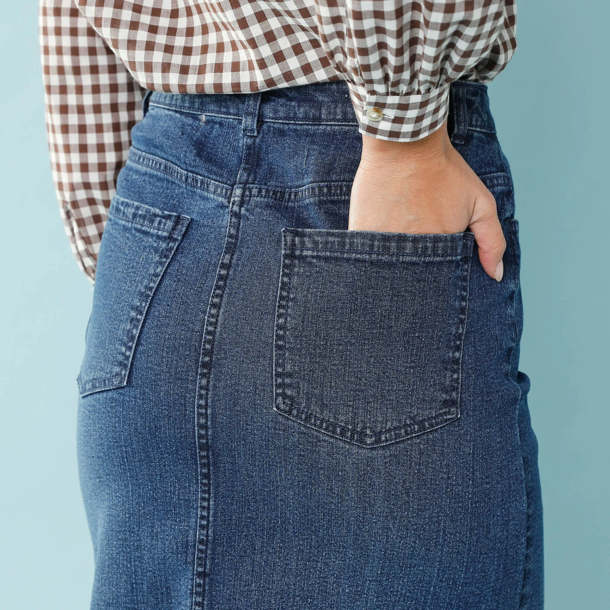Rok<Blancheporte Lange jeansrok, kleine lengtes stone