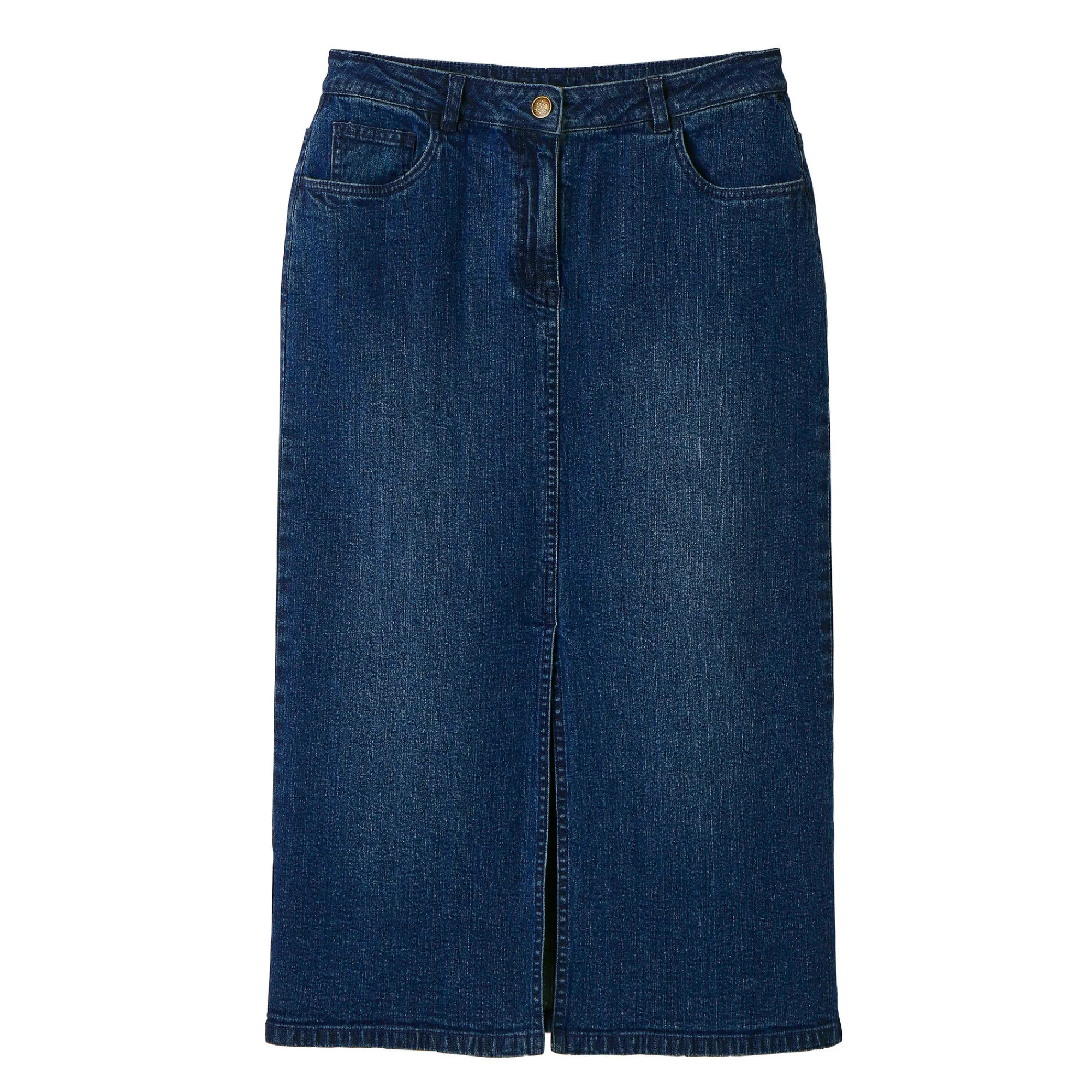 Rok<Blancheporte Lange jeansrok, kleine lengtes stone