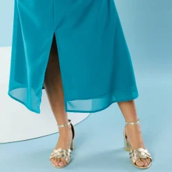 Jurk<Blancheporte Lange jurk voor Kleine Lengtes, effen voile eendengroen