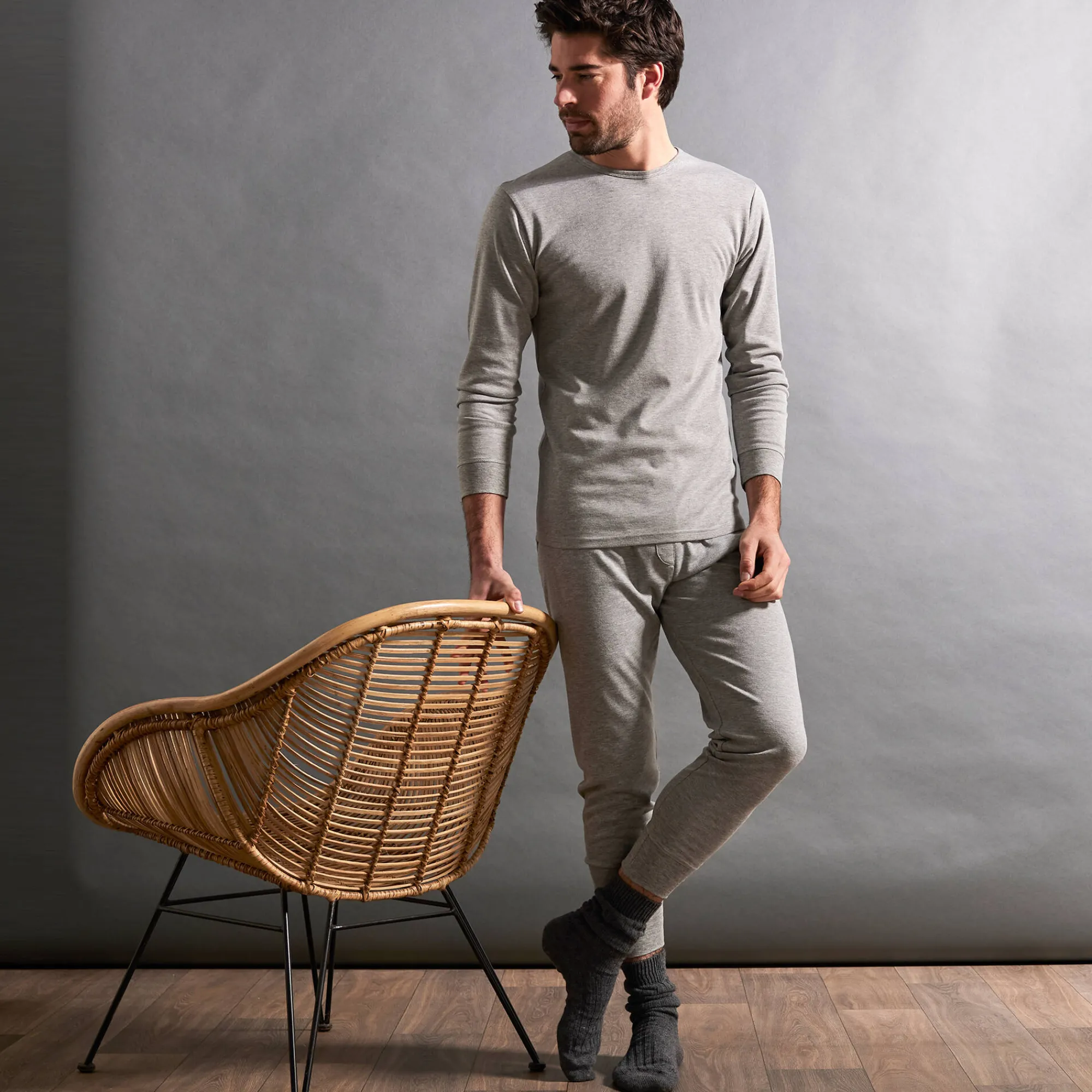 Ondergoed<Thermoperle Lange onderbroek in katoen ® - set van 2 chiné grijs