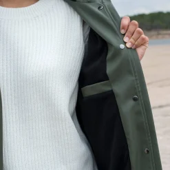 Parka En Donsjas<Blancheporte Lange regenjas, gevoerd met fleece, gerecycleerd polyester** kaki
