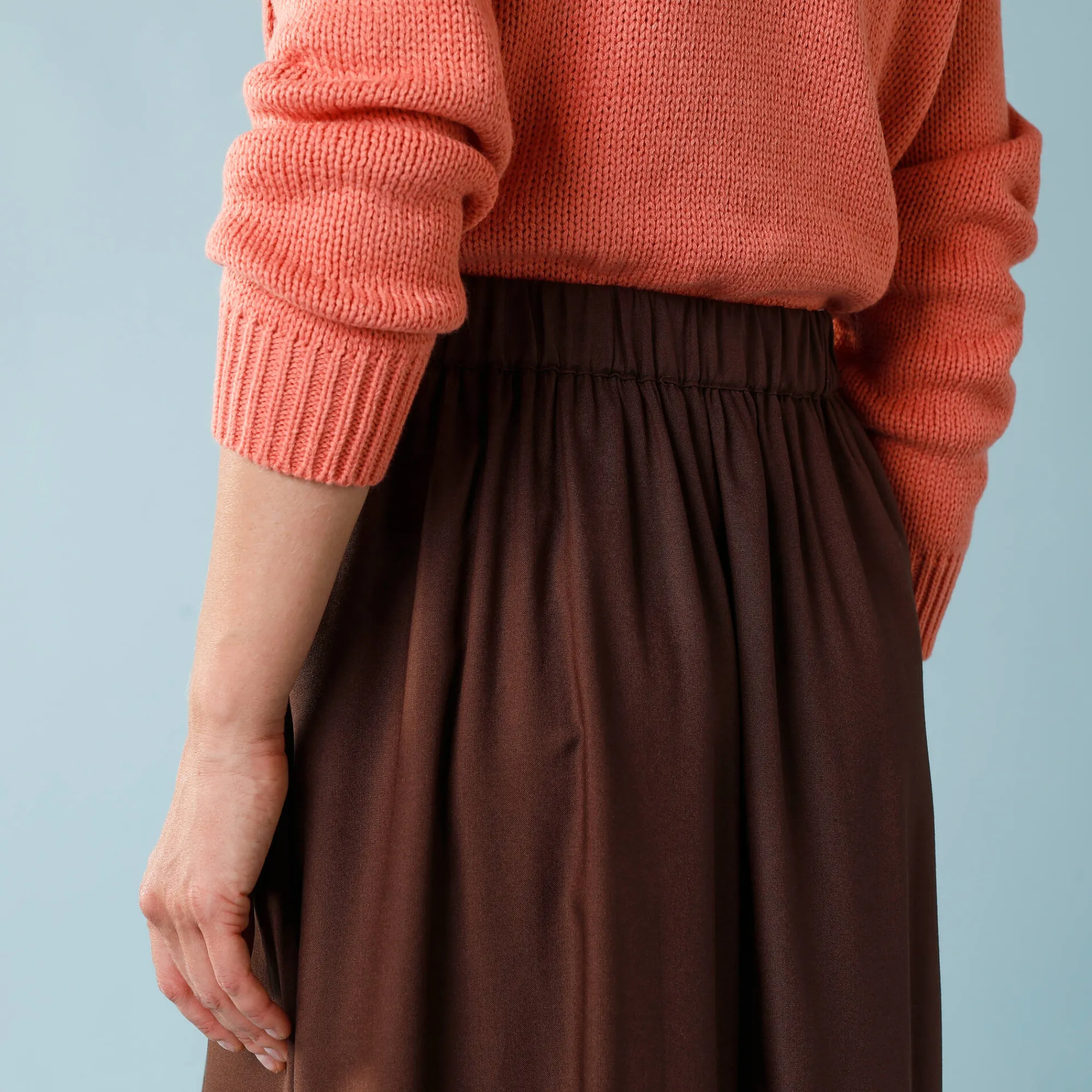 Feestoutfits Dames|Rok<Blancheporte Lange rok met knopen voor kleine lengtes chocolade