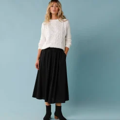 Feestoutfits Dames|Rok<Blancheporte Lange rok met knopen voor kleine lengtes zwart
