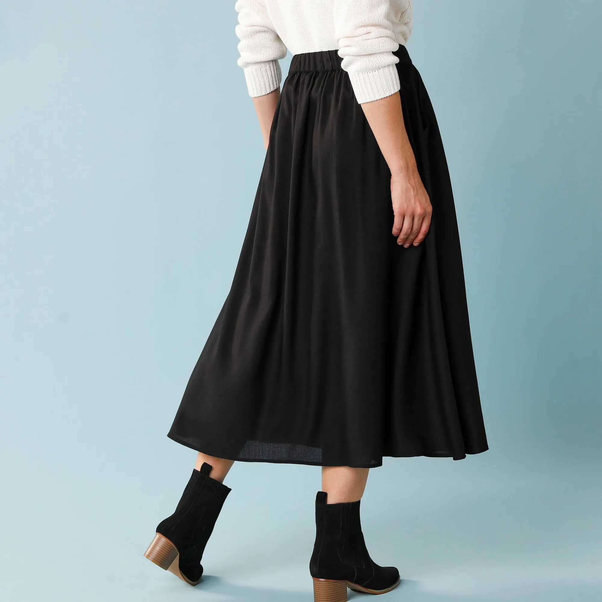 Feestoutfits Dames|Rok<Blancheporte Lange rok met knopen voor kleine lengtes zwart