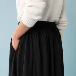 Feestoutfits Dames|Rok<Blancheporte Lange rok met knopen voor kleine lengtes zwart