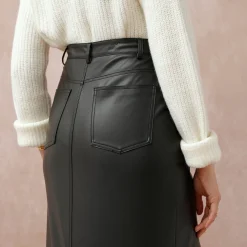 Rok<Blancheporte Lange rok met split, leeraspect(**) zwart
