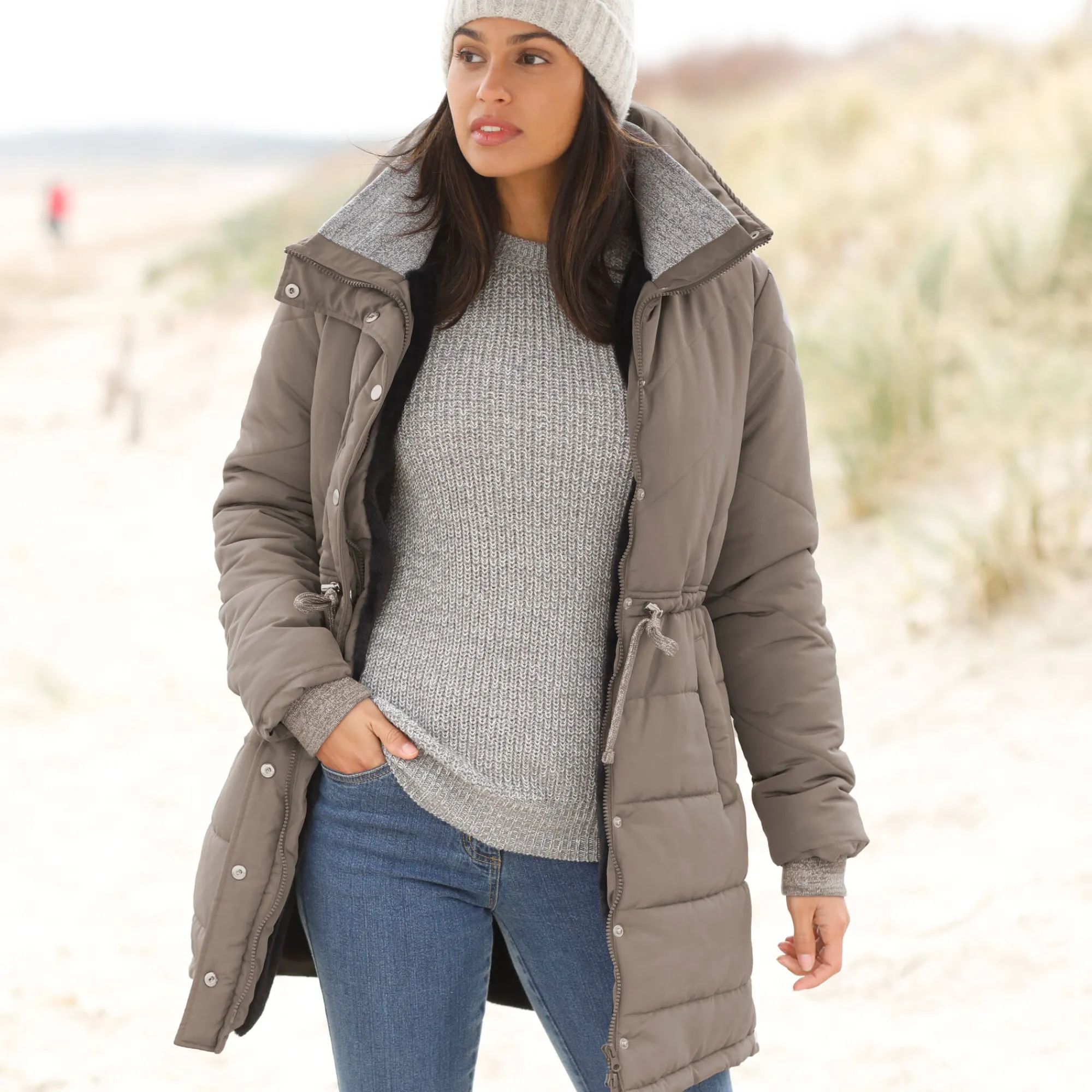Parka En Donsjas<Blancheporte Lange waterafstotende en gematelasseerde jas taupe