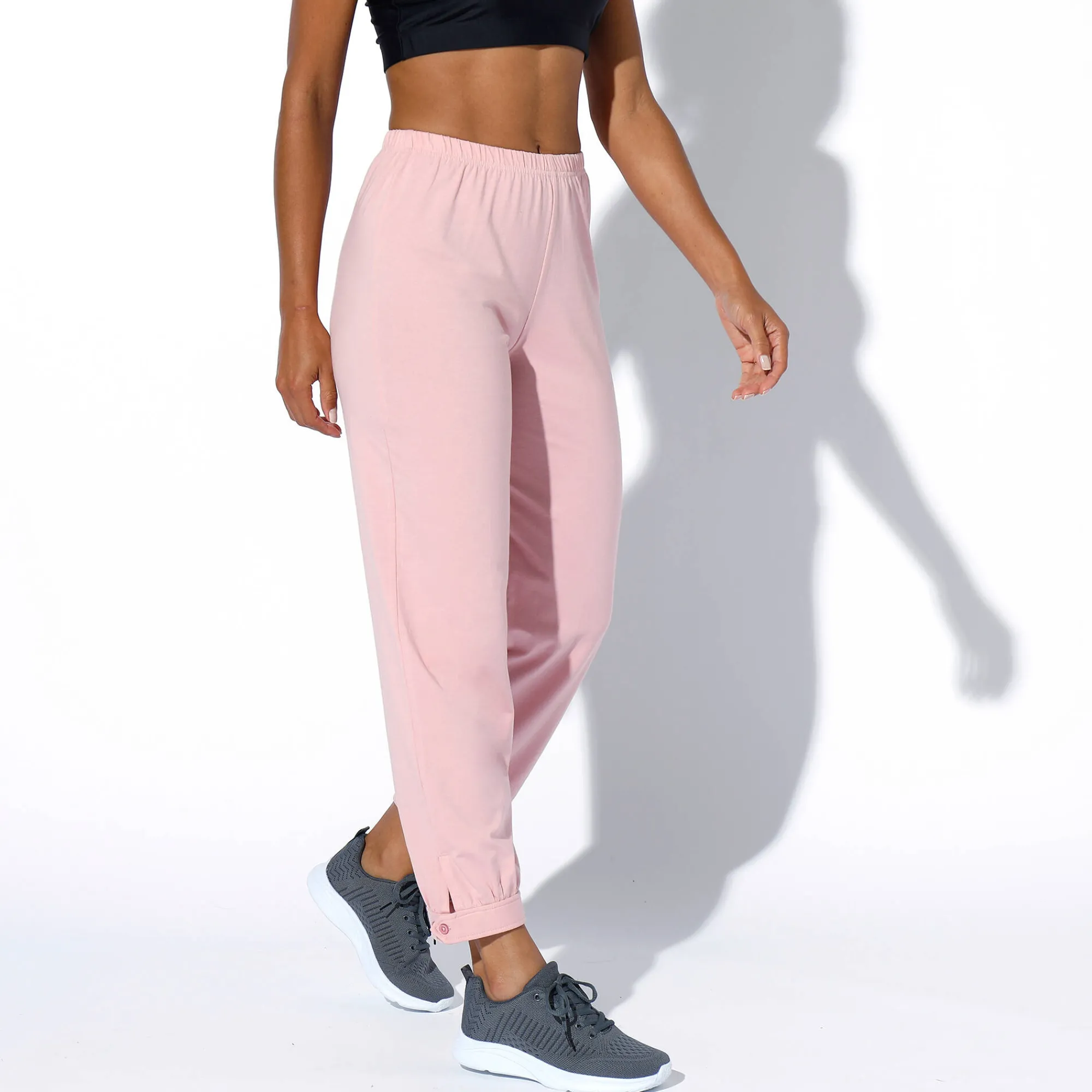 Broek<Blancheporte 7/8-legging in biokatoen grijsroze