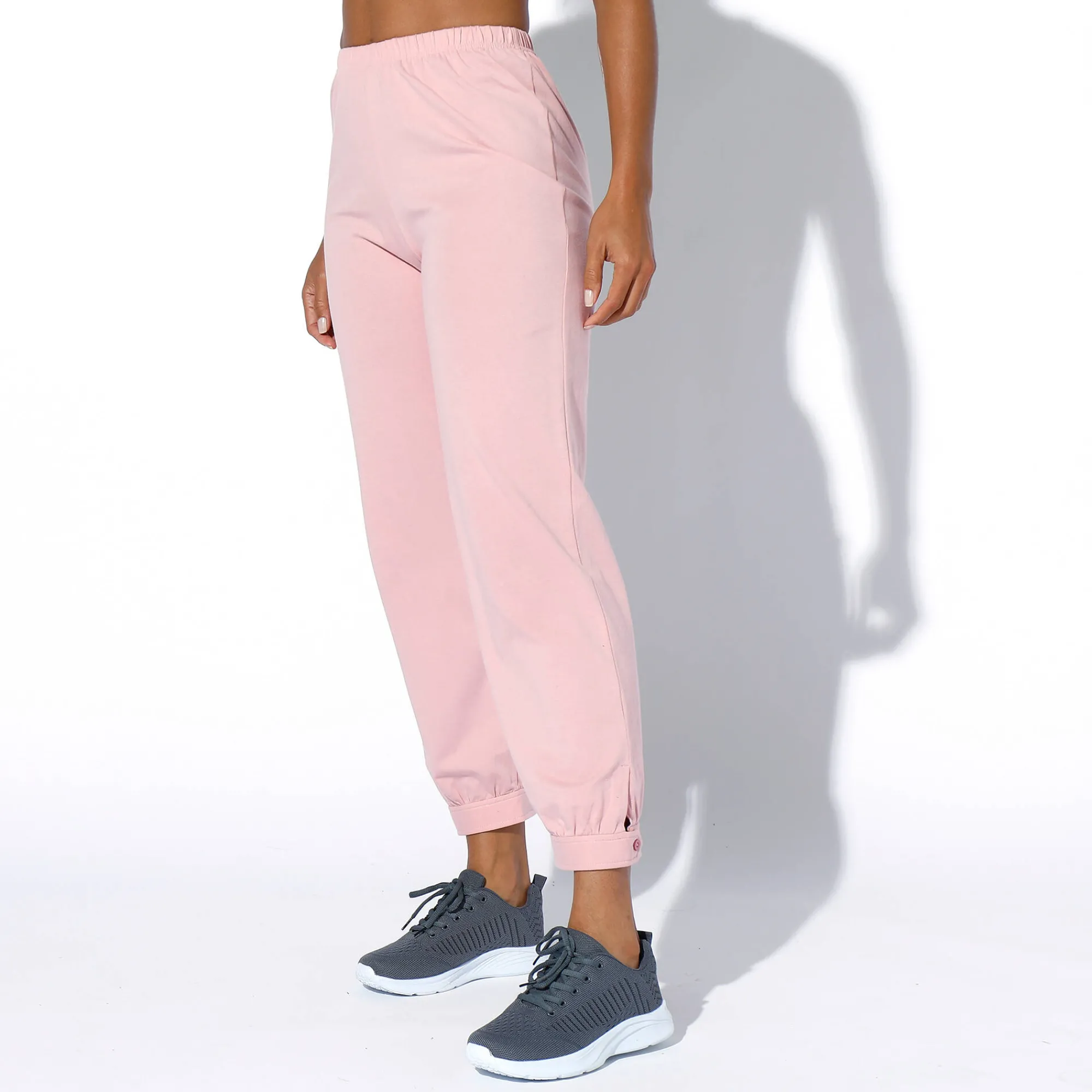Broek<Blancheporte 7/8-legging in biokatoen grijsroze