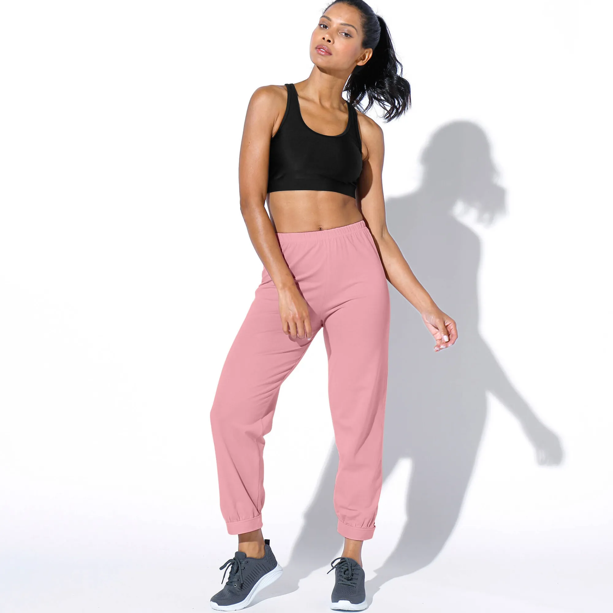 Broek<Blancheporte 7/8-legging in biokatoen grijsroze