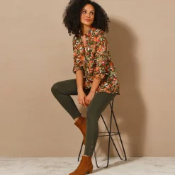 Legging<Blancheporte Legging met fantasieknopen kaki