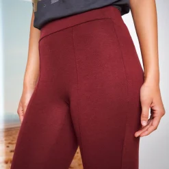 Legging<Blancheporte Legging met gestikte plooien, elastische taille bordeaux