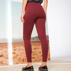 Legging<Blancheporte Legging met gestikte plooien, elastische taille bordeaux