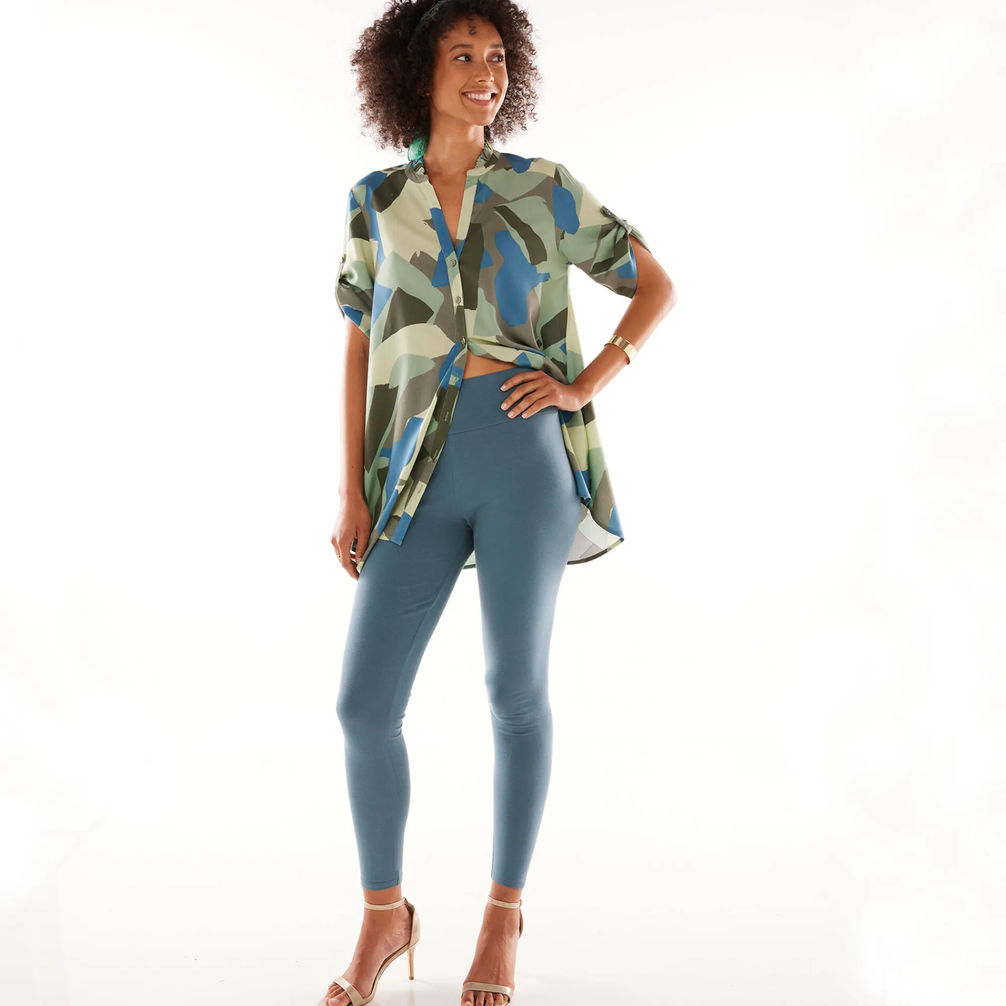 Legging<Blancheporte Legging met hoge taille, platte buik pauwblauw