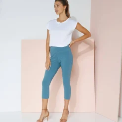 Legging<Blancheporte 3/4-legging met hoge taille, platte buik pauwblauw